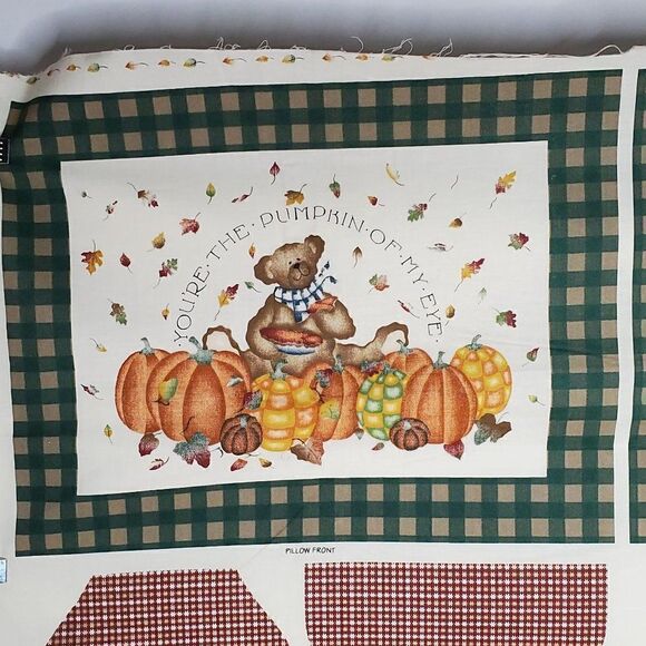 Vintage Daisy Kingdom Harvest Pillow Pals Autumn Scarecrow Teddy Bear Brown Gree - Picture 4 of 7